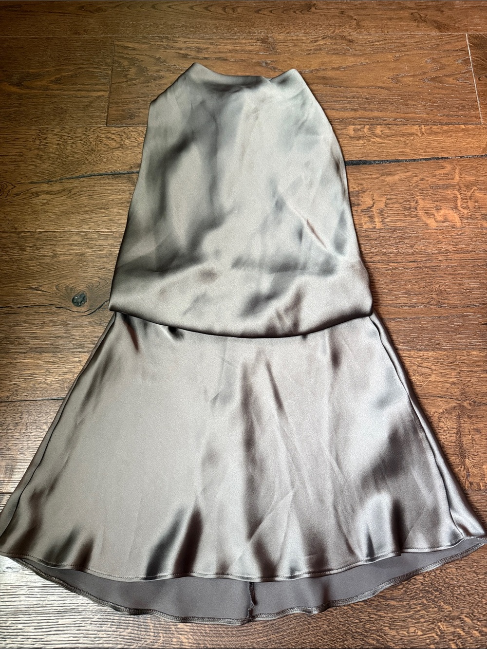 NWT Zara Satin Backless Dress in Taupe